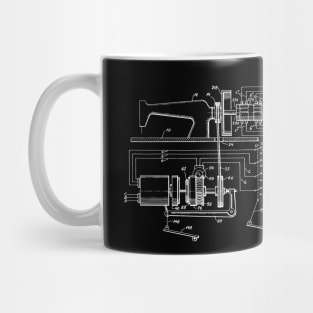 Driving Arrangements for Sewing Machine Vintage Patent Hand Drawing Mug